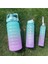 Yeşil Motivasyonel 3lü Set Su Matarası Su Şişesi Suluk 2LT+900ML+600ML Tritan Spor Salonu Su Şişesi 1