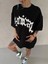 Bisiklet Yaka Baskılı Oversize T-Shirt Siyah 1