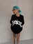 Bisiklet Yaka Baskılı Oversize T-Shirt Siyah 2