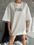 Bisiklet Yaka Baskılı Oversize T-Shirt Beyaz 1