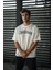 Bisiklet Yaka Baskılı Oversize T-Shirt Beyaz 1