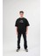 Bisiklet Yaka Baskılı Oversize T-Shirt Siyah 1