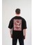 Bisiklet Yaka Baskılı Oversize T-Shirt Siyah 2