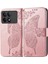 Xiaomi Redmi Için K70E 5g Telefon Kılıfı Kelebek Desenli Folyo Stand Görünümü Kapak-Gül Altın (Yurt Dışından) 1