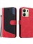 Xiaomi Redmi Note 13 4g Deri Kılıf Üç Renkli Ekleme Telefon Kapağı-Kırmızı (Yurt Dışından) 1