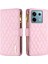 Xiaomi Poco X6 5g Fermuarlı Cep Kılıfı Deri Eşkenar Dörtgen Telefon Kapağı-Pembe (Yurt Dışından) 1