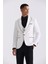 Beyaz Slim Fit Sivri Yaka Yelekli Smokin Takım Elbise 1