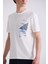 Ekru Slim Fit Bisiklet Yaka T-Shirt 3