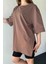TSR-04306 Kahverengi Duble Kol Yırtmaçlı Basıc Tişört 3