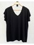 Siyah Ön Arka V Yaka Viskom Basic T-Shirt 3