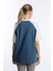 Kadın Oversize Fit Reglan Kol Basic Tişört Indigo 4