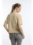 Kadin Oversize Fit Crop Tişört Bej 4