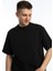 Erkek Oversize Fit Bisiklet Yaka Basic Tişört Siyah 3