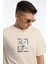 Erkek Oversize Fit Open Your Eyes Baskılı Tişört Ekru 3