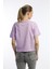 Kadin Oversize Fit Crop Tişört Lila 4