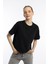 Kadin Oversize Fit Crop Tişört Siyah 2