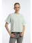 Kadin Oversize Fit Crop Tişört Yeşil 1