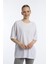 Kadın Oversize Bisiklet Yaka Tişört Beyaz 2