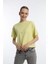 Kadin Oversize Fit Crop Tişört Sarı 1