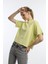Kadin Oversize Fit Crop Tişört Sarı 2
