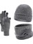 Yyh-Cc Örme Kadife Şapka, Atkı ve Eldiven Üçlü Takım-Gri (Yurt Dışından) 1
