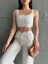 Lacivert Çizgili Crop Pantolon Keten Takım 1