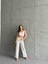 Lacivert Çizgili Crop Pantolon Keten Takım 4