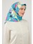 Su Yeşili Yaprak Desen Twill Eşarp 2
