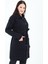 Kadın Siyah Düğmeli Kuşaklı Triko Yün Uzun Hırka 3