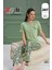 Kadın Yüksek Kalite Penye Kumaş Desenli Kısa Kol Fıstık Yeşili Pijama Takımı 4