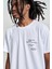 Bisiklet Yaka Breaking Down Baskılı Beyaz Oversize Erkek T-Shirt 1