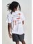 Bisiklet Yaka Breaking Down Baskılı Beyaz Oversize Erkek T-Shirt 2