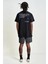 Bisiklet Yaka Discovery Baskılı Siyah Oversize Erkek T-Shirt 5