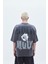 Baskılı Oversıze T-Shırt-Koyu Füme 4