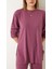 Iç Göstermez Oversize Fitilli Kaşkorse Alt Üst Triko Takım Pembe 3