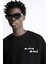 Bisiklet Yaka Bay Light Son Light Baskılı Siyah Oversize Erkek T-Shirt 1