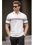Beyaz Fermuar Detaylı Polo Yaka Erkek Tişört 6879 2