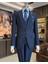 Italyan Stil Slim Fit Çizgili Ceket Yelek Pantolon Takım Elbise Lacivert T11817 1