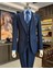 Italyan Stil Slim Fit Çizgili Ceket Yelek Pantolon Takım Elbise Lacivert T11817 5