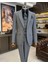 Italyan Stil Slim Fit Ceket Yelek Pantolon Takım Elbise Gri T11397 3