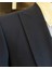 Italyan Stil Slim Fit Erkek Armürlü Ceket Yelek Pantolon Takım Elbise Lacivert T11567 3