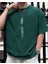 Büyük Beden Dikey Yazı Baskılı Pamuk Oversize Erkek Tshirt 1