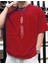 Büyük Beden Dikey Yazı Baskılı Pamuk Oversize Erkek Tshirt 1