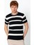 Erkek Fit Rahat Altı Kolları Lastikli Bisiklet Yaka Çizgili T-Shirt 2