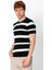 Erkek Fit Rahat Altı Kolları Lastikli Bisiklet Yaka Çizgili T-Shirt 3