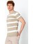 Erkek Fit Rahat Altı Kolları Lastikli Bisiklet Yaka Çizgili T-Shirt 3