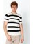 Erkek Fit Rahat Altı Kolları Lastikli Bisiklet Yaka Çizgili T-Shirt 2