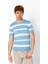 Erkek Fit Rahat Altı Kolları Lastikli Bisiklet Yaka Çizgili T-Shirt 2