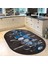 Dijital Baskılı Kaymaz Taban Yıkanabilir Oval Mutfak Halısı Yolluk, V-O-Mutfak-33-Mavi, 2