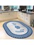 Dijital Baskılı Kaymaz Taban Yıkanabilir Oval Mutfak Halısı Yolluk, V-O-Mutfak-12-Mavi, 2